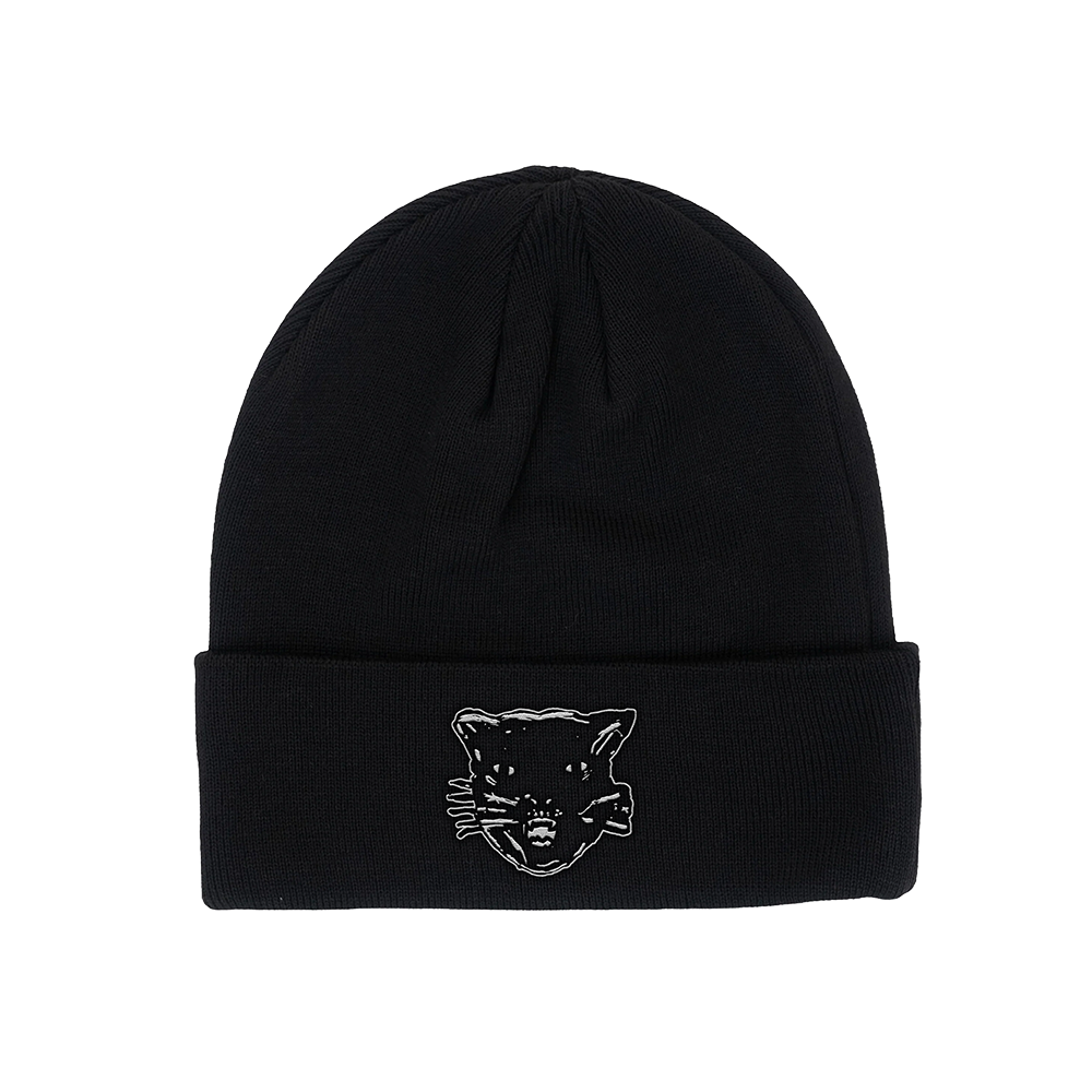 Cat Head Black Beanie