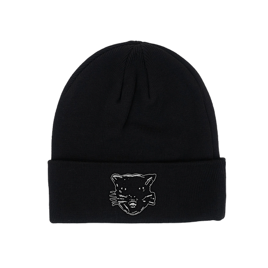 Cat Head Black Beanie